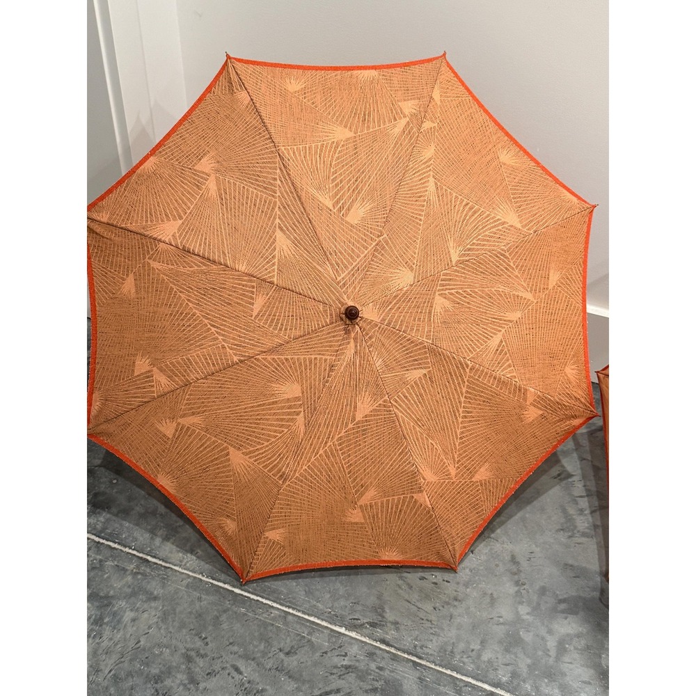 VTG JUPA Japanese Parasol 2 Cotton Wood Handle Wedding Boho Textile Art